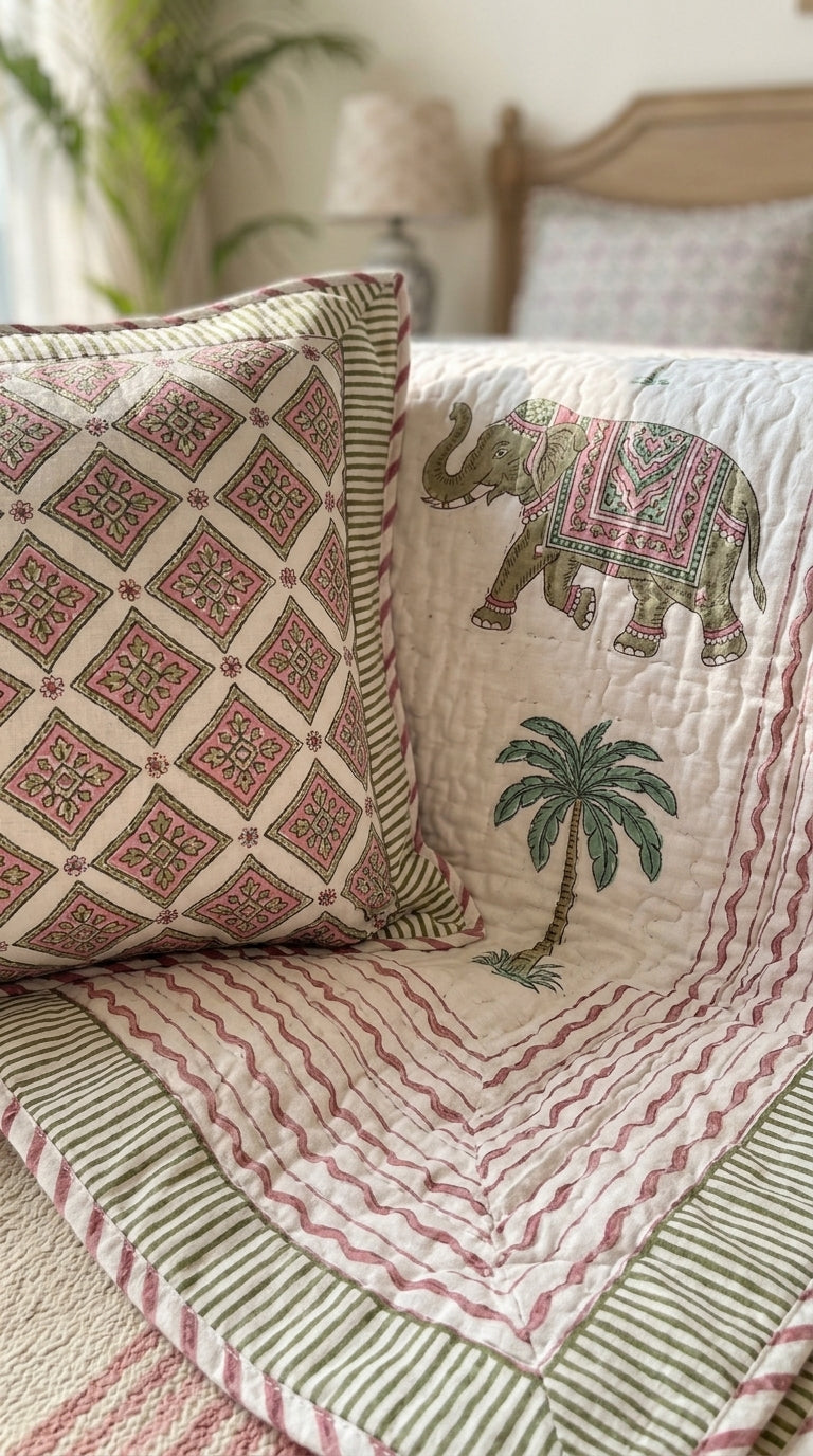 BC02 -Reversible Quilted Cotton Bedcover Set