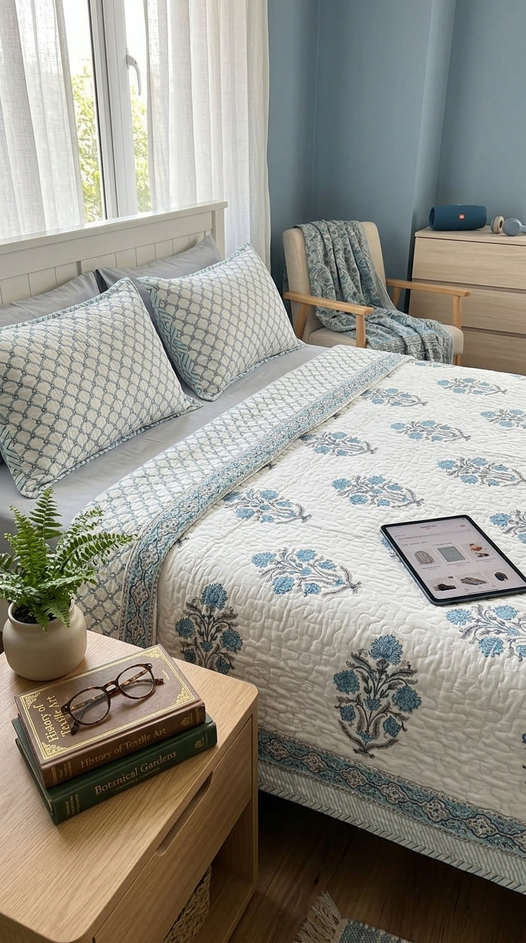 BC04 -Reversible Quilted Cotton Bedcover Set