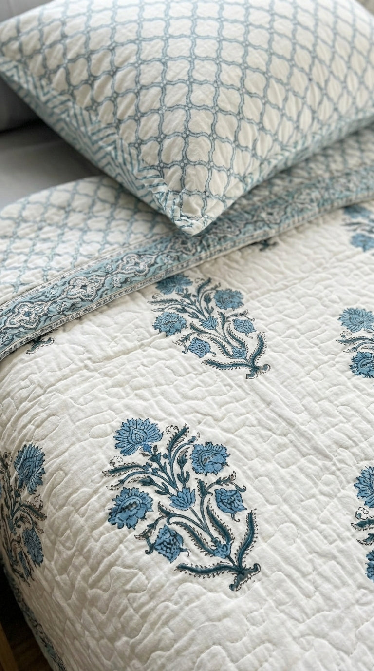 BC04 -Reversible Quilted Cotton Bedcover Set