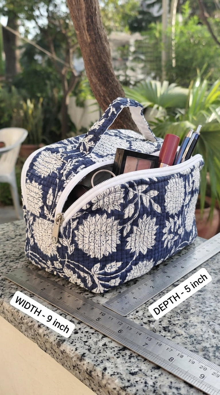 VB05 Handblock Cross Zip Vanity Bag