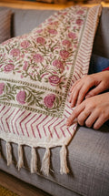 ST01 Handblock Jute Cotton Dhurries/ Sofa Throws